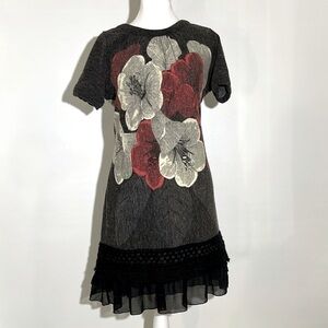 ANGIE Women's Knit Floral Beaded Mini Dress Size S